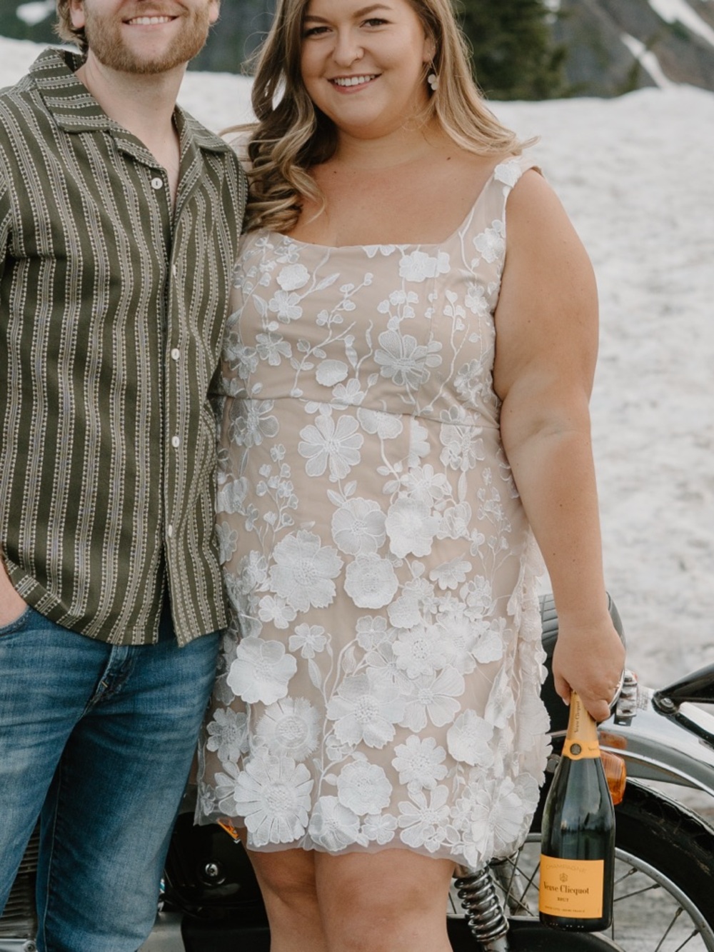 White Floral Lace Mini Dress